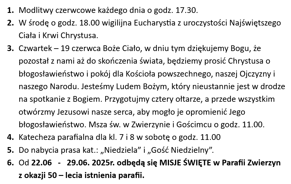 Ogloszenia 15 06 2025 r.