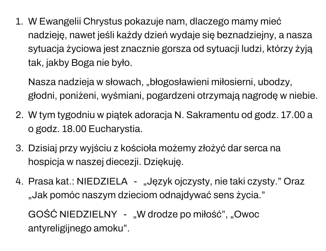 Ogłoszenia 16 02 25 r.