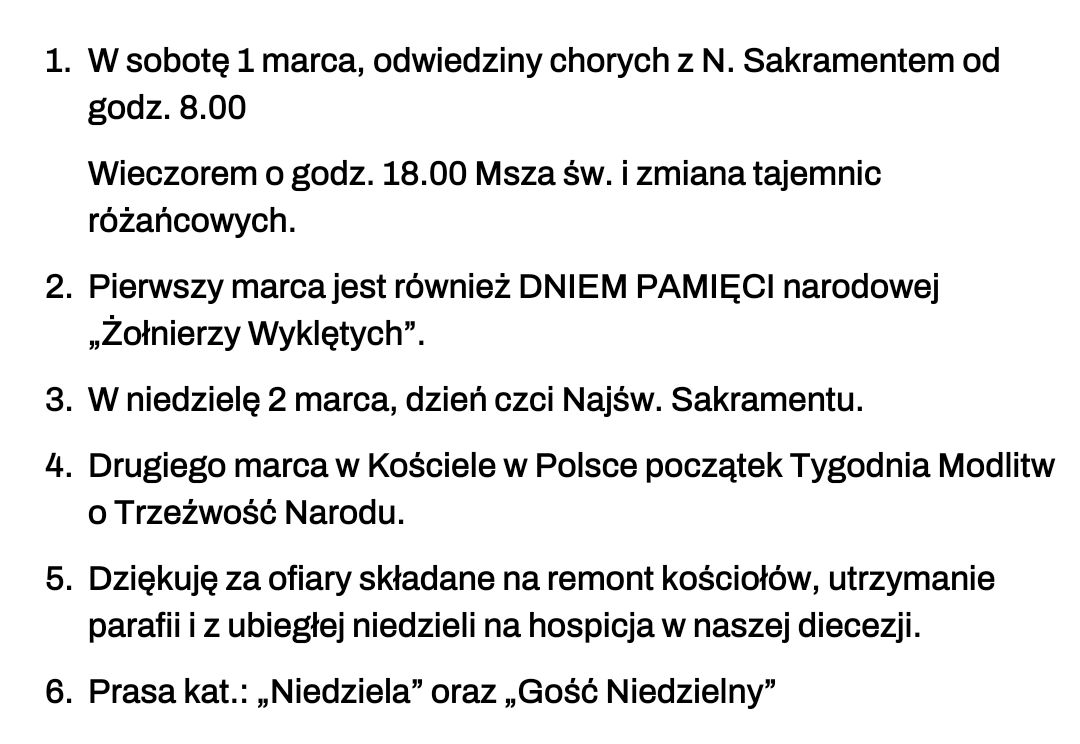 Ogłoszenia 23 02 25 r.