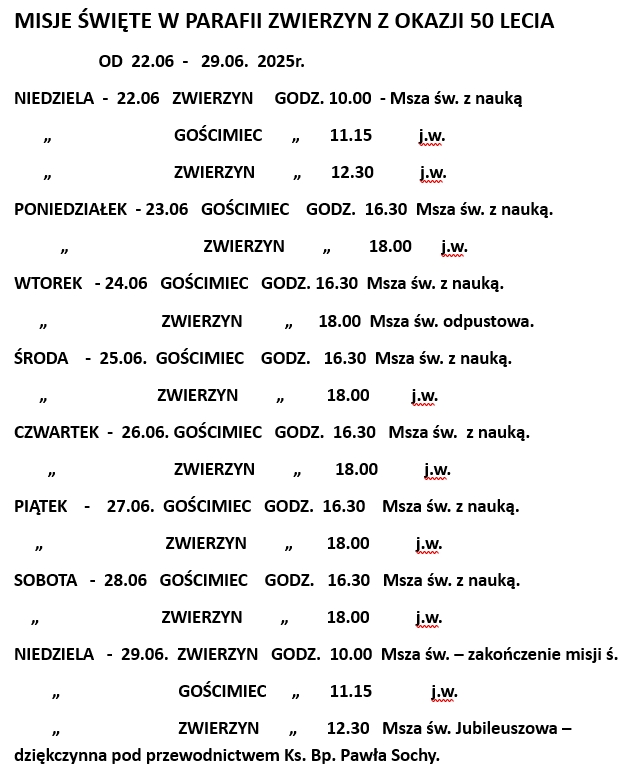 Misje parafialne z okazji 50-lecia parafii